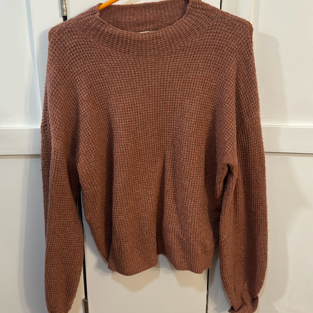 Mauve, Dusty Rose Waffle Knit Sweater